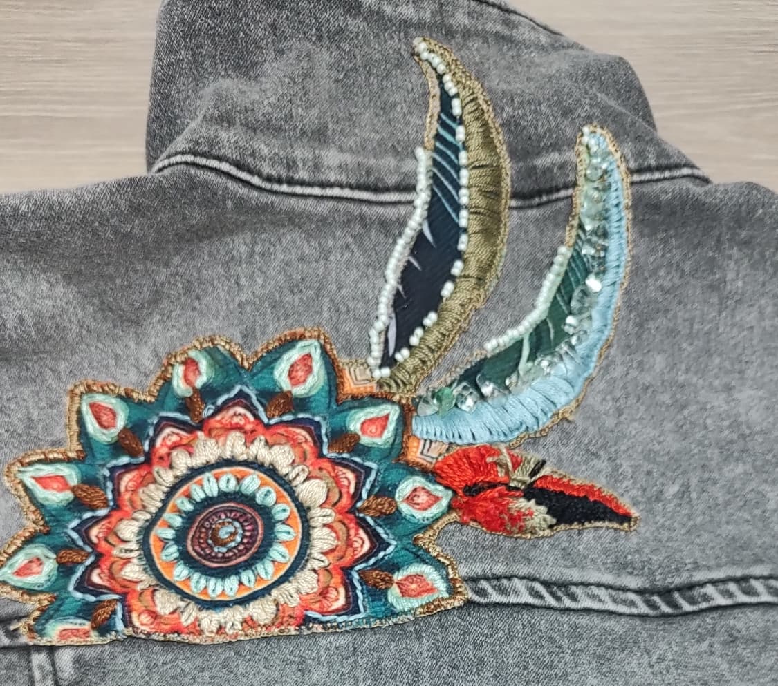 Chaqueta de Jean bordada|| Leopardo